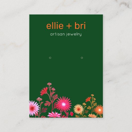 グリーンフローラボーホイヤリングジュエリーディスプレイ 名刺 (正面)