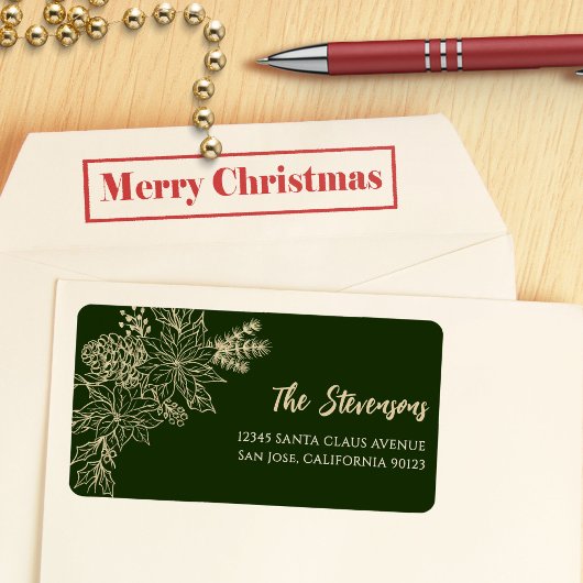 グリーンフローラポインセティアホリデイ差出人住所 ラベル