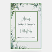 グリーンフローラユーカリプタス結婚フロステッド歓迎 アクリルサイン (正面)