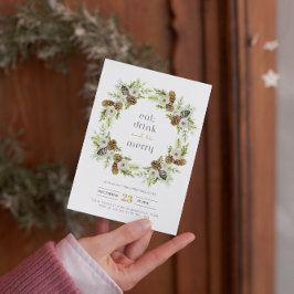 グリーンフローラリースクリスマス招待状 招待状