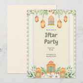 グリーンフローラルイフタールパーティー 招待状 (正面/裏面)