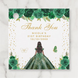 グリーンフローラルダークスキンプリンセス誕生日パーティー フェイバータグ