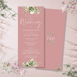 グリーンフローラルディテール ダスティローズ ウェディング 招待状