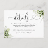 グリーンフローラルハートスクリプトウェディングディテール エンクロージャーカード (正面)