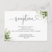 グリーンフローラルハートスクリプト結婚式披露宴 エンクロージャーカード (正面)