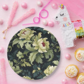 グリーンフローラルピーコックモダン ペーパープレート (パーティー)