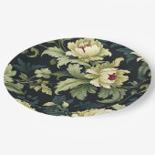 グリーンフローラルピーコックモダン ペーパープレート (アングル)
