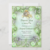 グリーンフローラルプリンセス エンチャンテッド 1歳誕生日 招待状 (正面)