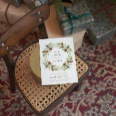 グリーンフローラルリースのクリスマス招待状 招待状