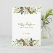 グリーンフローラルリースのクリスマス招待状 招待状 (スタンド正面)