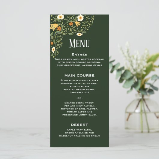 グリーンフローラル結婚式の披露宴メニュー メニュー (スタンド正面)