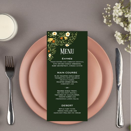 グリーンフローラル結婚式の披露宴メニュー メニュー