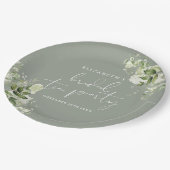 グリーンフローラル サージュグリーン ブライダルシャワー ティーパーティー ペーパープレート (アングル)