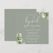 グリーンフローラル セージグリーン ブライダルシャワー 招待状 (正面/裏面)