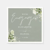 グリーンフローラル セージグリーン 結婚式お披露目パーティー スタンダードカクテルナプキン (正面)