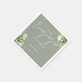 グリーンフローラル セージグリーン 結婚式お披露目パーティー スタンダードカクテルナプキン (角)
