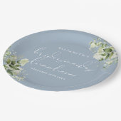 グリーンフローラル ダスティーブルー 花嫁の友人たちとのランチ会 ペーパープレート (アングル)