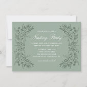グリーンフローラル ネスティングパーティー 招待状 (正面)