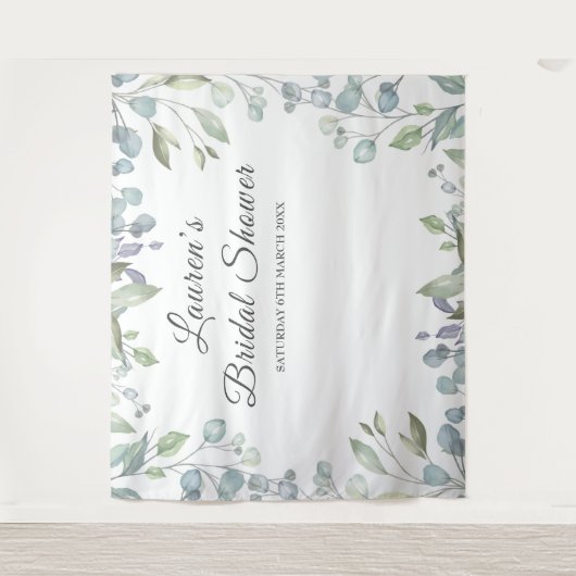 グリーンフローラル ブライダルシャワー フォトブース 背景 タペストリー (正面)