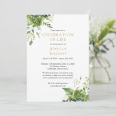 グリーンフローラル ライフのお祝い 葬儀 フォト 招待状 (スタンド正面)