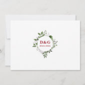 グリーンフローラル 40周年結婚記念日写真 招待状 (裏面)