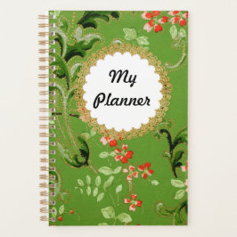 グリーンフローラヴィンテージパターンパーソナルプランナー プランナー手帳