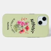 グリーンフローラ威厳がある誕生月花名前をカスタムする Case-Mate iPhoneケース (裏面 (横))