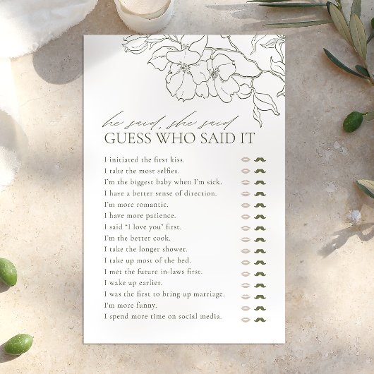 グリーンフローラ彼は彼女はブライダルシャワーゲームと言った