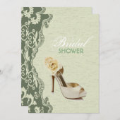グリーンフローラ新婦シューズブライダルシャワー招待 招待状 (正面/裏面)