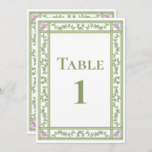 グリーンフローラ植物性庭園の結婚式テーブル番号 招待状 (正面/裏面)