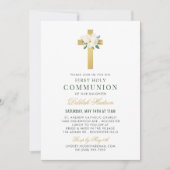 グリーンフローラ金ゴールドクロスファースト聖餐式 招待状 (正面)