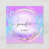 グリーンフローラQRCodeプロフェッショナルショップピンクブルー スクエア名刺 (正面)