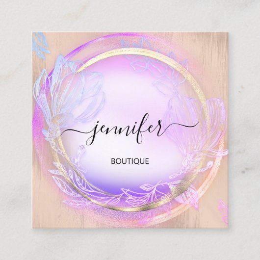 グリーンフローラQRCodeプロフェッショナルショップボーティック スクエア名刺 (正面)