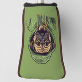 グリーンフード付きスウェットシャツパター付きパグ犬 ゴルフヘッドカバー (回転90)