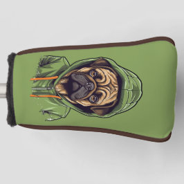 グリーンフード付きスウェットシャツパター付きパグ犬 ゴルフヘッドカバー