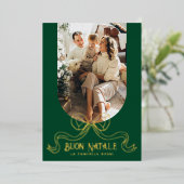 グリーンブオンナターレシンプルーモダンルCoquet Bow写真 箔シーズンカード (立ち正面)