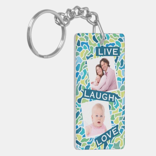 グリーンブモダンルーモザイクカスタム引用文 キーホルダー (正面左)