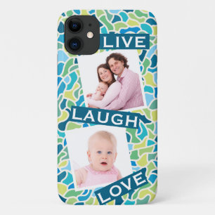 グリーンブモダンルーモザイクカスタム引用文 iPhone 11 ケース