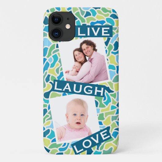 グリーンブモダンルーモザイクカスタム引用文 Case-Mate iPhoneケース (裏面)