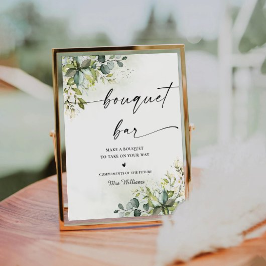 グリーンブライダルシャワーブーケバーサイン 台座サイン