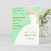グリーンブライ淡い色のドシルエットブライダルシャワーインビタティ 招待状 (スタンド正面)