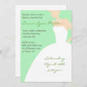 グリーンブライ淡い色のドシルエットブライダルシャワーインビタティ 招待状 (正面/裏面)