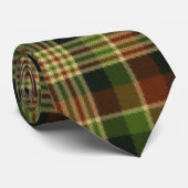 グリーンブラウンとベージュの格子模様のネクタイ ネクタイ (ロール)