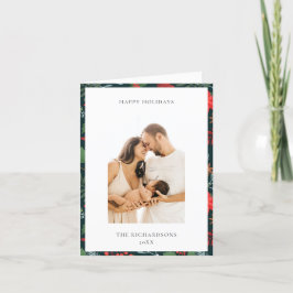 グリーンブラウンのクリスマス フローラルパターン写真 ハッピー シーズンカード