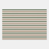 グリーンブラウンキャンディーキャンズクラシッククリスマスストライプ ラッピングペーパーシート (正面)