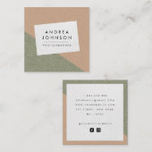 グリーンブラウングレー素朴クラフトジオメトリックモダンス スクエア名刺 (正面/裏面)