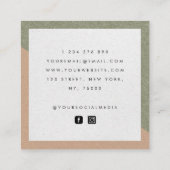 グリーンブラウングレー素朴クラフトジオメトリックモダンス スクエア名刺 (裏面)