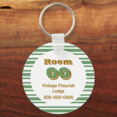 グリーンブラウンストライプホテルルーム キーホルダー (正面)