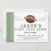 グリーンブラウンフットボール遊ゲーム1回目の誕生日 招待状 (正面)