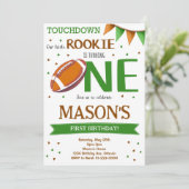 グリーンブラウンフットボール1st誕生日招待状 招待状 (スタンド正面)